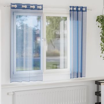 Tende in Voile con Occhielli 2 pz Blu Reale