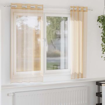 Tende in Voile con Occhielli 2 pz Sabbia