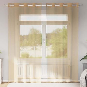Tende in Voile con Occhielli 2 pz Sabbia
