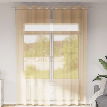 Tende in Voile con Occhielli 2 pz Sabbia