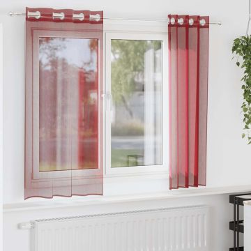 Tende in Voile con Occhielli 2 pz Rosso Vino