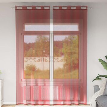 Tende in Voile con Occhielli 2 pz Rosso Vino