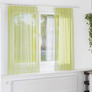 Tende in Voile con Tasche per Aste 2 pz Verde Mela