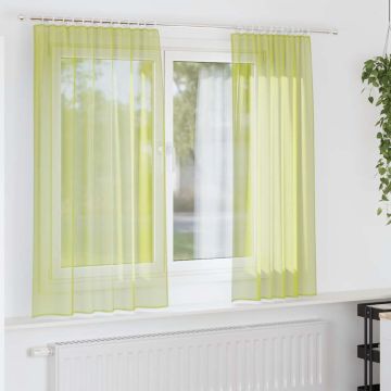 Tende in Voile con Tasche per Aste 2 pz Verde Mela