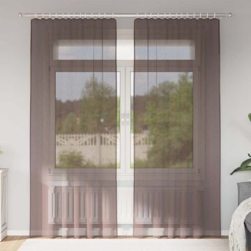 Tende in Voile con Tasche per Aste 2 pz Marrone
