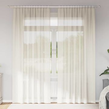 Tende in Voile con Tasche per Aste 2 pz Crema