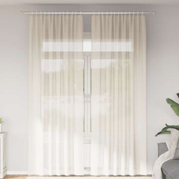 Tende in Voile con Tasche per Aste 2 pz Crema