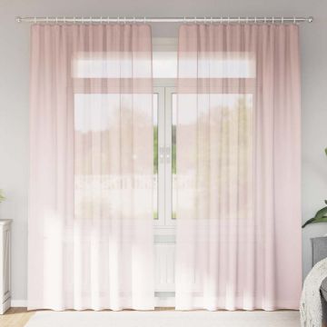 Tende in Voile con Tasche per Aste 2 pz Rosa Chiaro