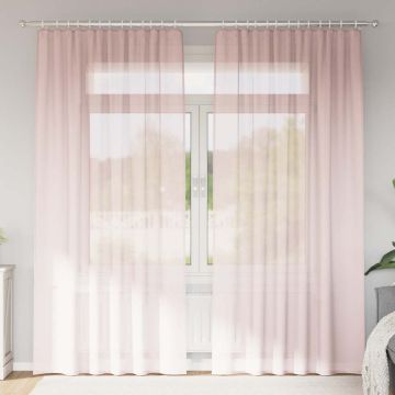 Tende in Voile con Tasche per Aste 2 pz Rosa Chiaro