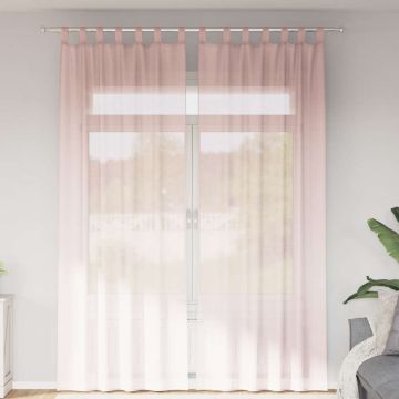 Tende in Voile con Tasche per Aste 2 pz Rosa Chiaro