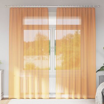 Tende in Voile con Tasche per Aste 2 pz Arancio