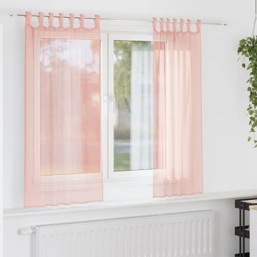 Tende in Voile con Tasche per Aste 2 pz Rosa