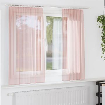 Tende in Voile con Tasche per Aste 2 pz Rosa