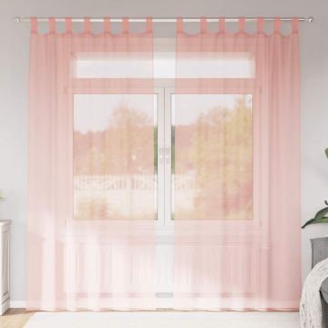 Tende in Voile con Tasche per Aste 2 pz Rosa