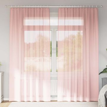 Tende in Voile con Tasche per Aste 2 pz Rosa
