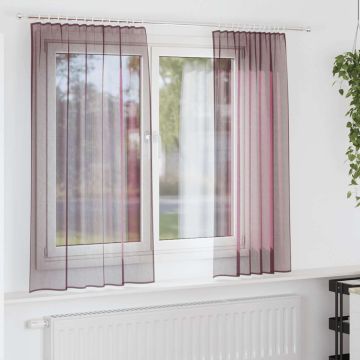 Tende in Voile con Tasche per Aste 2 pz Viola