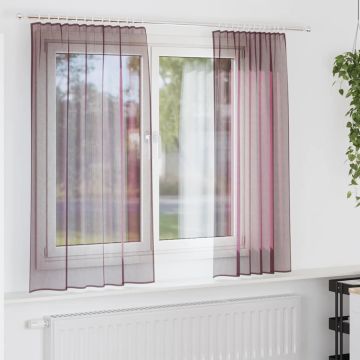 Tende in Voile con Tasche per Aste 2 pz Viola
