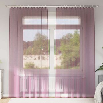 Tende in Voile con Tasche per Aste 2 pz Viola