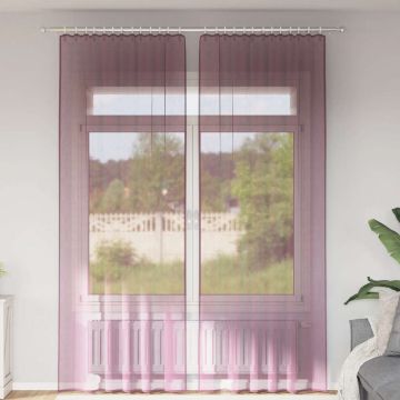 Tende in Voile con Tasche per Aste 2 pz Viola