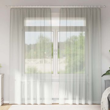 Tende in Voile con Tasche per Aste 2 pz Grigio Chiaro