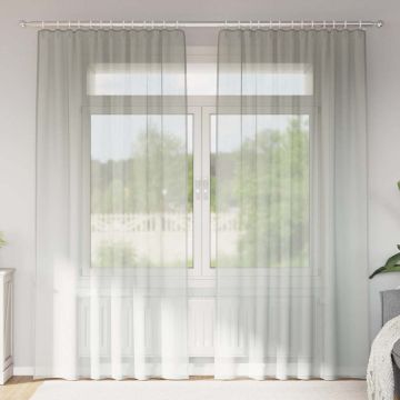 Tende in Voile con Tasche per Aste 2 pz Grigio Chiaro