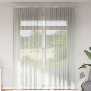 Tende in Voile con Tasche per Aste 2 pz Grigio Chiaro