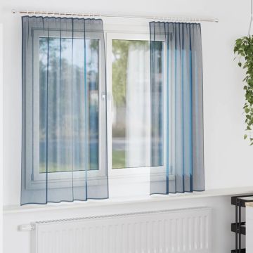 Tende in Voile con Tasche per Aste 2 pz Blu Reale