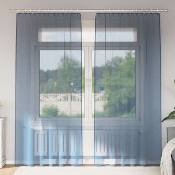 Tende in Voile con Tasche per Aste 2 pz Blu Reale