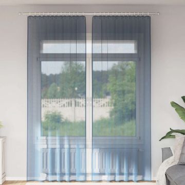 Tende in Voile con Tasche per Aste 2 pz Blu Reale