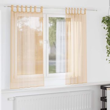 Tende in Voile con Tasche per Aste 2 pz Sabbia