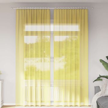 Tende in Voile con Tasche per Aste 2 pz Giallo