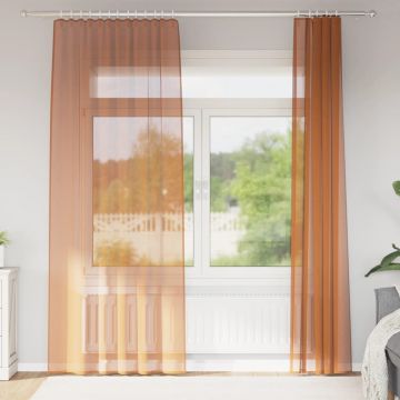Tende in Voile con Tasche per Aste 2 pz Terracotta
