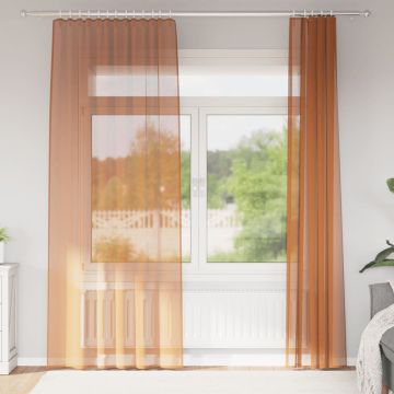 Tende in Voile con Tasche per Aste 2 pz Terracotta