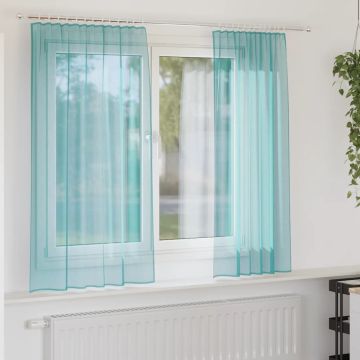 Tende in Voile con Tasche per Aste 2 pz Turchese