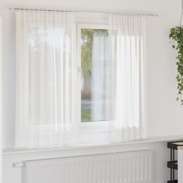 Tende in Voile con Tasche per Aste 2 pz Bianco
