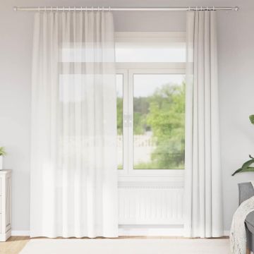 Tende in Voile con Tasche per Aste 2 pz Bianco