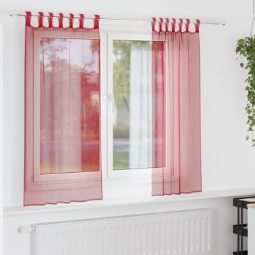 Tende in Voile con Tasche per Aste 2 pz Rosso Vino