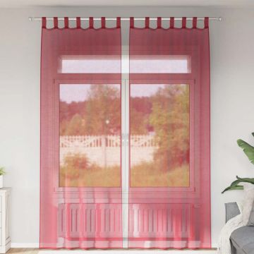 Tende in Voile con Tasche per Aste 2 pz Rosso Vino
