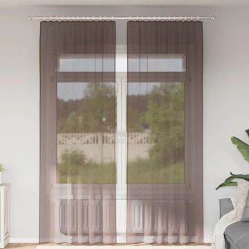 Tende in Voile con Linguetta 2 pz Marrone