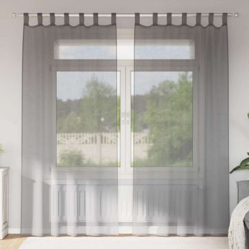 Tende in Voile con Passanti 2 pz Grigio Scuro 140x245 cm