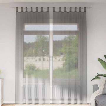 Tende in Voile con Passanti 2 pz Grigio Scuro 140x260 cm