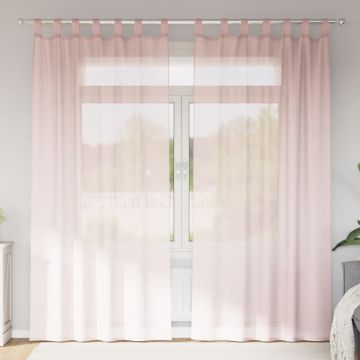 Tende in Voile con Passanti 2 pz Rosa Chiaro 140x225 cm