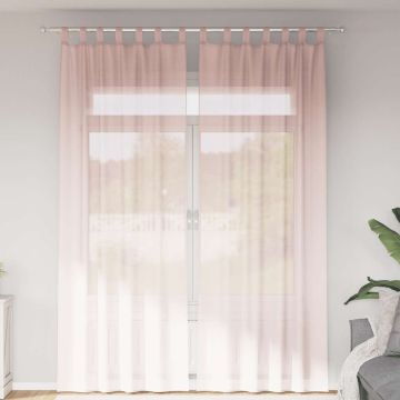 Tende in Voile con Passanti 2 pz Rosa Chiaro 140x260 cm