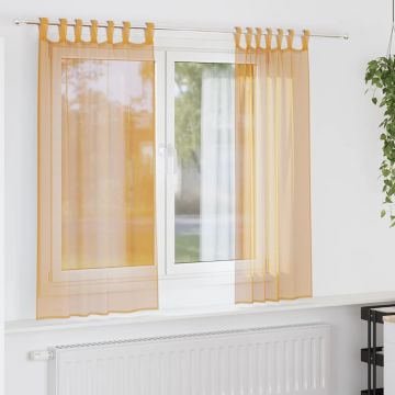 Tende in Voile con Passanti 2 pz Arancio 140x140 cm