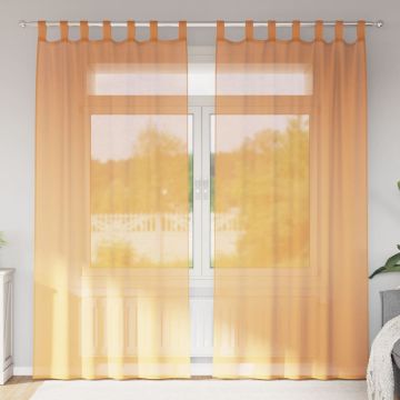Tende in Voile con Passanti 2 pz Arancio 140x225 cm