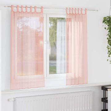Tende in Voile con Passanti 2 pz Rosa 140x175 cm
