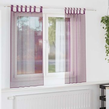 Tende in Voile con Passanti 2 pz Viola 140x140 cm