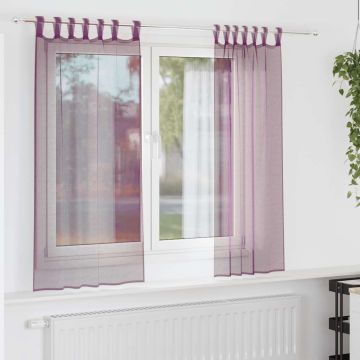 Tende in Voile con Passanti 2 pz Viola 140x175 cm