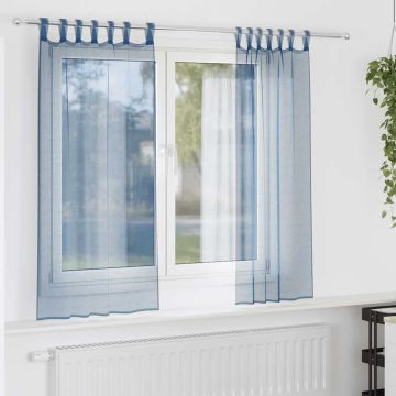 Tende in Voile con Passanti 2 pz Blu Reale 140x140 cm