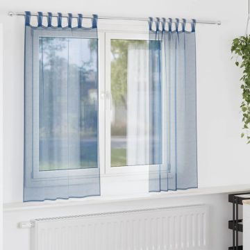 Tende in Voile con Passanti 2 pz Blu Reale 140x175 cm